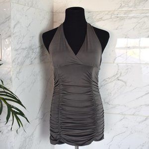 Poof! Ruched Gray Party Club Mini Dress Size M
